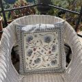 Provence Jacquard cushion cover "Seillans" ecru and blue from Tissus Toselli in Nice