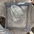 Provence Jacquard cushion cover "Seillans" ecru and blue from Tissus Toselli in Nice