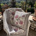 Provence Jacquard cushion cover "Grance" fuchsia and blue from Tissus Toselli in Nice