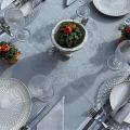 Rectangular Jacquard polyester tablecloth "Coloquinte" grey from "Sud Etoffe"