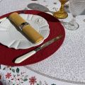 Nappe de fêtes ronde en coton enduit "Cervin" vert et rouge