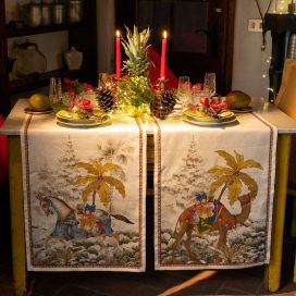 Tessitura Toscana Telerie, linen table runner "Exotic Christmas"