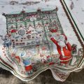Torchon en lin "Christmas market" bordure verte Tessitura Toscana Telerie