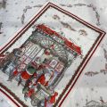 Linen kitchen towel "Christmas market" red bordure Tessitura Toscana Telerie
