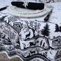 Centred rectangular christmas tablecloth in cotton "Jura" white and black