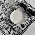 Set de table Jacquard "Lausanne" blanc et noir  Tissus Toselli, Nice