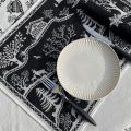 Set de table Jacquard "Lausanne" blanc et noir  Tissus Toselli, Nice