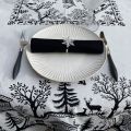 Jacquard tablecloth "Lausanne" black and white, Tissus Toselli