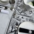 Jacquard tablecloth "Lausanne" black and white, Tissus Toselli
