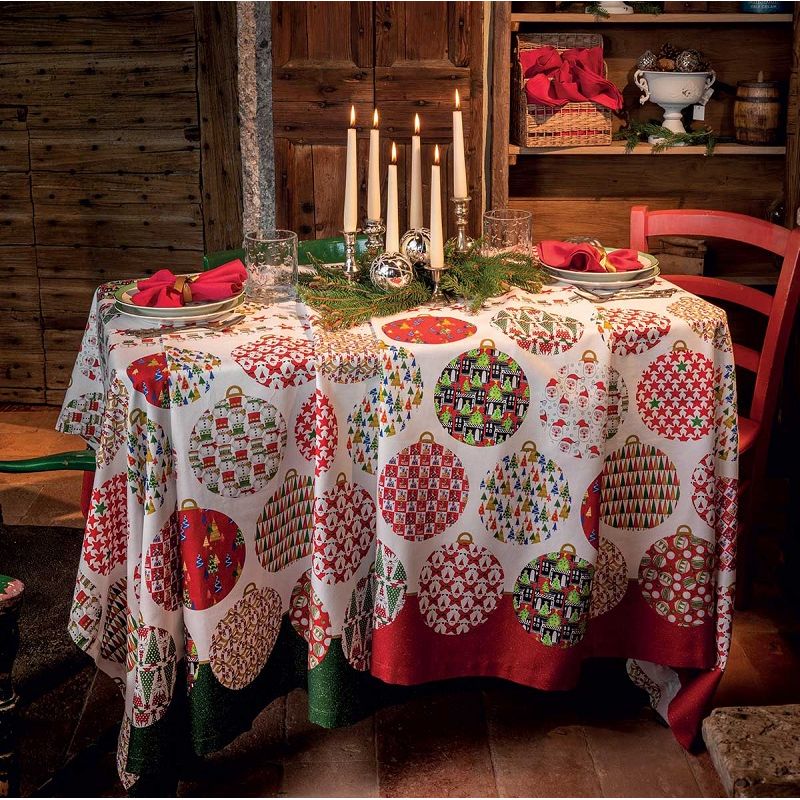 Tessitura Toscana Tellerie, rectangular coton tablecloth "Sphères magiques"