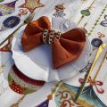 Set of 12 damask Jacquard table napkins "Garrigue" ocre