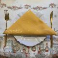 Set of 12 damask Jacquard table napkins "Delft" golden yellow