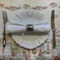 Set of 12 damask Jacquard table napkins "Croisillons" white