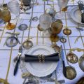 Tessitura Toscana Telerie, rectangular linen tablecloth "Golden Jingle"