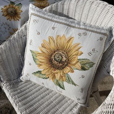 Provence Jacquard cushion cover Sunflower from Tissus Toselli in Nice laboutiquedelea