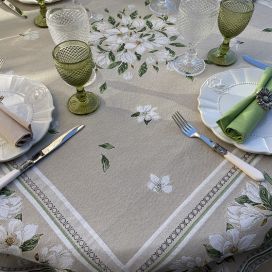 Rectangular Jacquard tablecloth Magnolia by Tissus Toselli