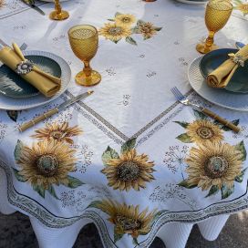 Rectangular Jacquard tablecloth Sunflower by Tissus Toselli
