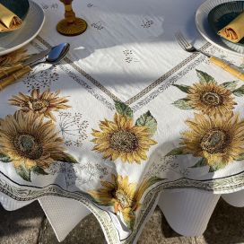 Square Jacquard tablecloth Sunflower by Tissus Toselli
