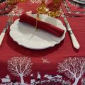 Jacquard tablecloth "Plagne" red , Tissus Toselli