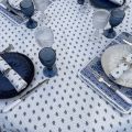 Round tablecloth in cotton "Bastide" white and blue "Marat d'Avignon"
