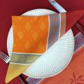 Serviette de table Jacquard "Vaucluse" rouge et orange, Tissus Toselli