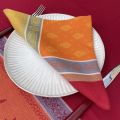 Serviette de table Jacquard "Vaucluse" rouge et orange, Tissus Toselli