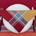 Jacquard table napkins "Vaucluse" red and orange by Tissus Toselli