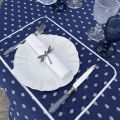 Nappe provençale ronde en coton "Bastide" bleu et blanc