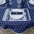 Round tablecloth in cotton "Bastide" blue and white "Marat d'Avignon"