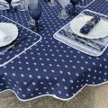 Round tablecloth in cotton "Bastide" blue and white "Marat d'Avignon"