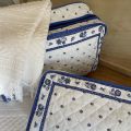 Quilted coton toiletry bag "Calissons" white and blue