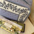 Quilted coton toiletry bag "Calissons" ecru and lavender