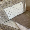 Quilted coton toiletry bag "Calissons" ecru and beige