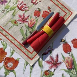 Tessitura Toscana Telerie, serviette de table en lin rouge rosso brillante