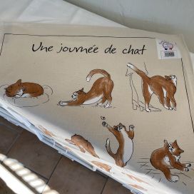 Cotton kitchen towel "Journée de Chat" Dubout