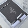 Linen and polyester  table mat "Elégance" grey and white bordure