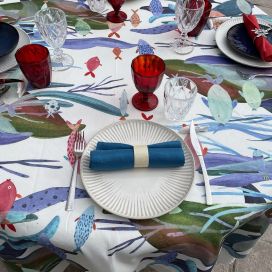 Tessitura Toscana Tellerie, round cotton tablecloth "Poseidon"
