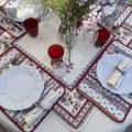 Coated quilted cotton placemat "Avignon" ecru and red by Marat d'Avignon