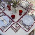 Coated quilted cotton placemat "Avignon" ecru and red by Marat d'Avignon
