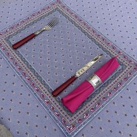 Bordered quilted placemats "Avignon" white grey and fuchsia, by Marat d'Avignon