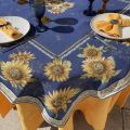 Nappe carrée Jacquard Sunflower bleue Tissus Toselli