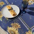 Square Jacquard tablecloth Sunflower blue by Tissus Toselli