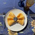 Nappe carrée Jacquard Sunflower bleue Tissus Toselli