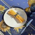 Nappe carrée Jacquard Sunflower bleue Tissus Toselli