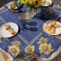 Nappe carrée Jacquard Sunflower bleue Tissus Toselli