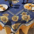 Nappe rectangulaire Jacquard Sunflower bleue Tissus Toselli