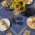 Rectangular Jacquard tablecloth Sunflower blue by Tissus Toselli