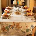 Tessitura Toscana Telerie, rectangular linen tablecloth "Rooster"