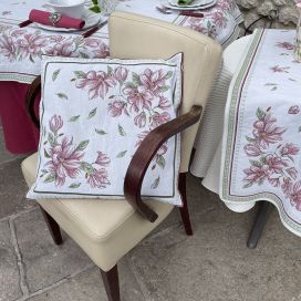 Provence Jacquard cushion cover "Magnolia" pink from Tissus Toselli in Nice
