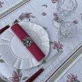 Chemin de table Jacquard Magnolia rose Tissus Tosseli